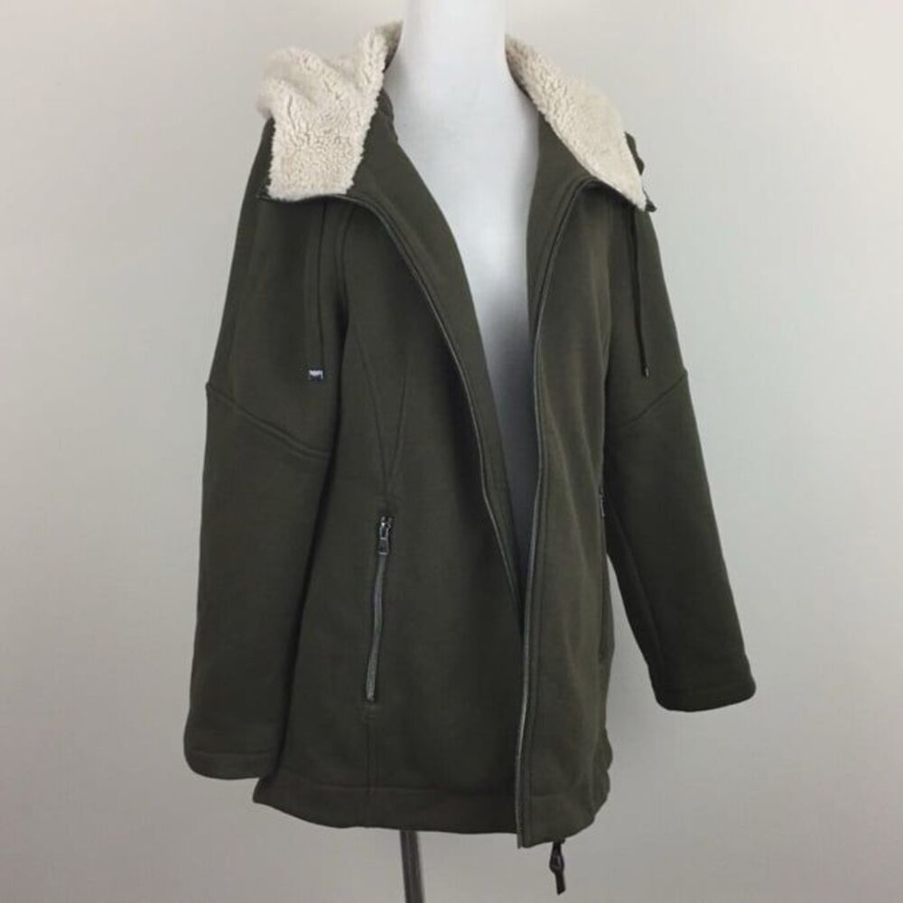 1 Madison Expedition Olive Green Sherpa Hooded Knit Full Zip Coat XXL